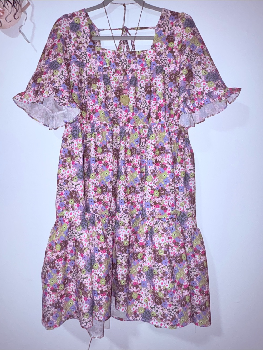easel Floral Ruffle Mini Dress NWOT - Picture 3 of 7